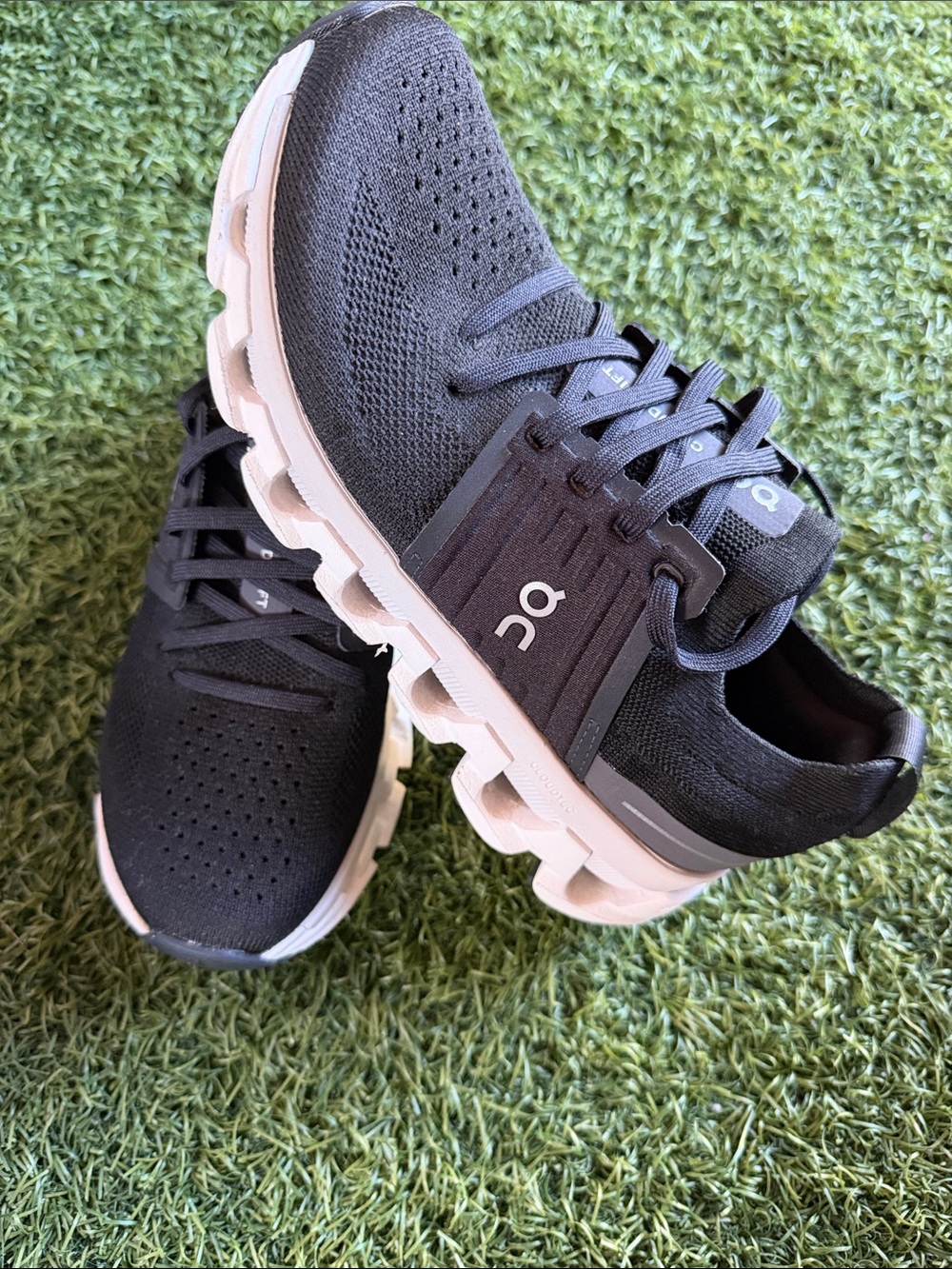 On Running Black and White Cloud Athletic Shoes